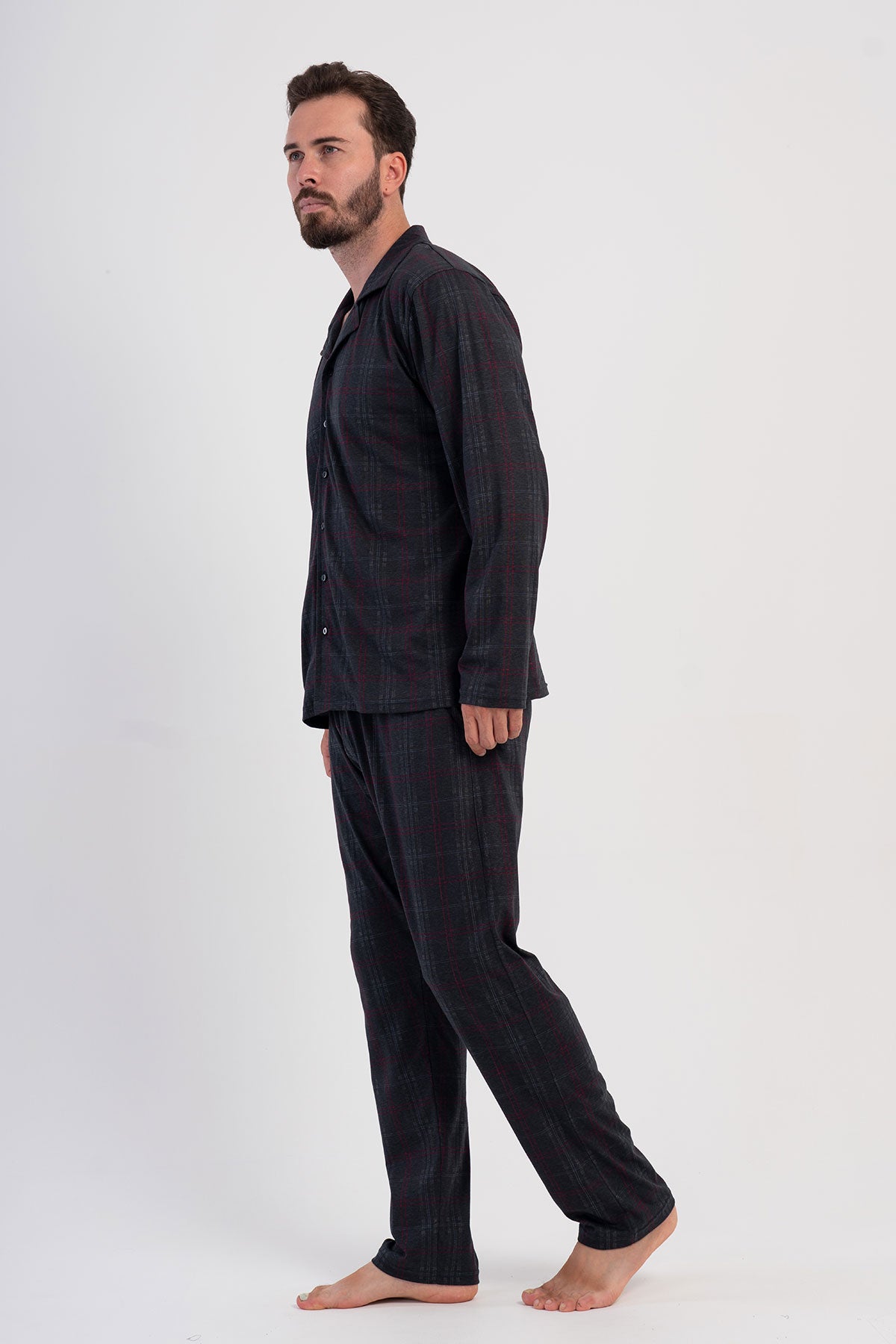 CEPLI ERKEK P.SUPREM GOMLEK YAKA TAMAMI DUGMELI UZUN KOL PIJAMA TAKIM