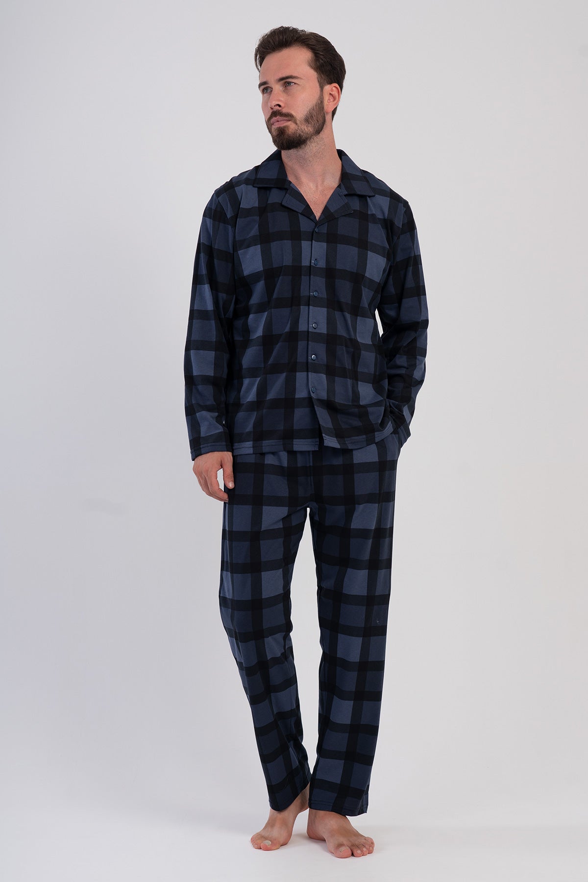 CEPLI ERKEK P.SUPREM XXL GOMLEK YAKA TAMAMI DUGMELI UZUN KOL PIJAMA TAKIM