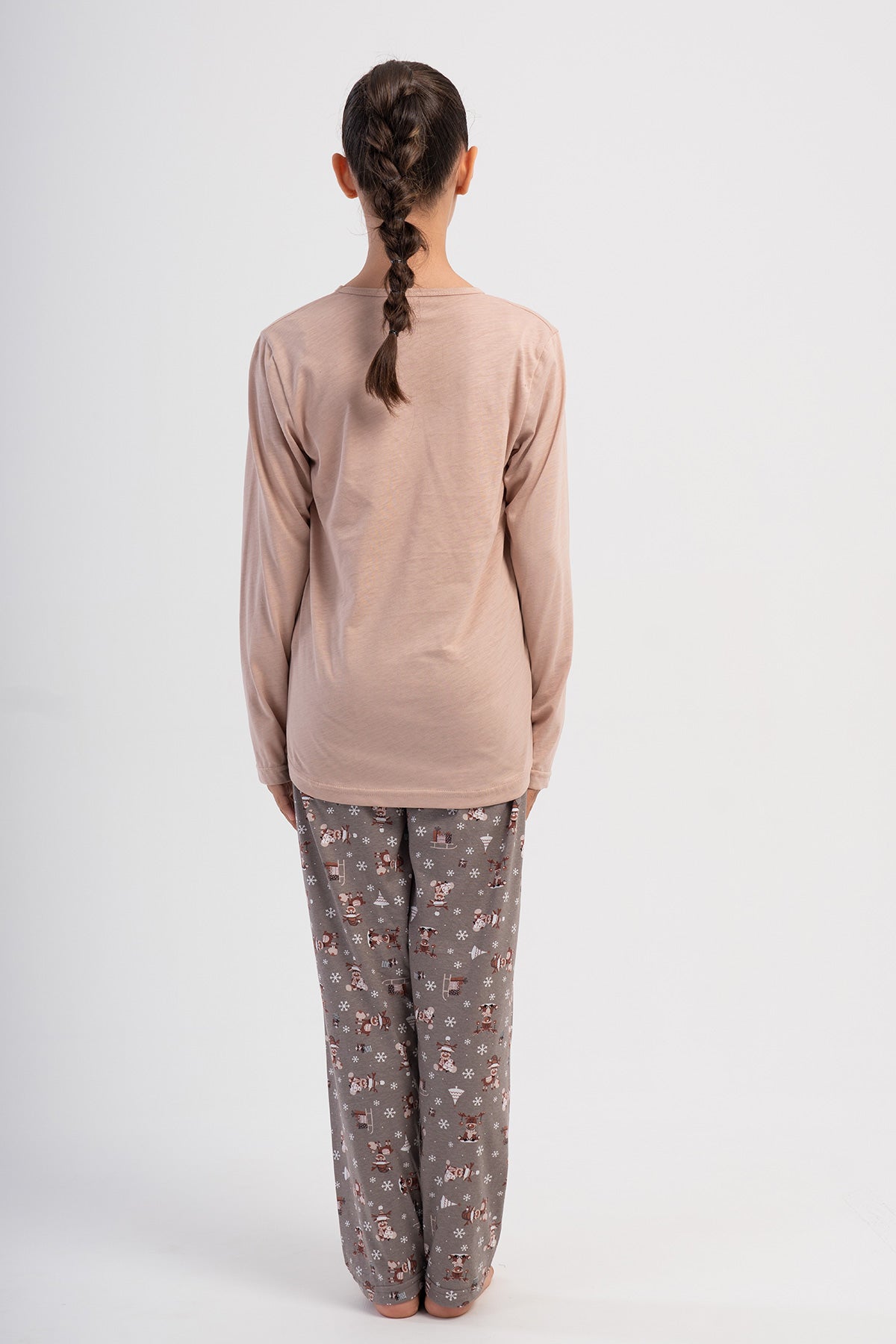 KIZ COCUK P.SUPREM O YAKA UZUN KOL ETEGI OVAL PIJAMA TAKIM(5-6/13-14)