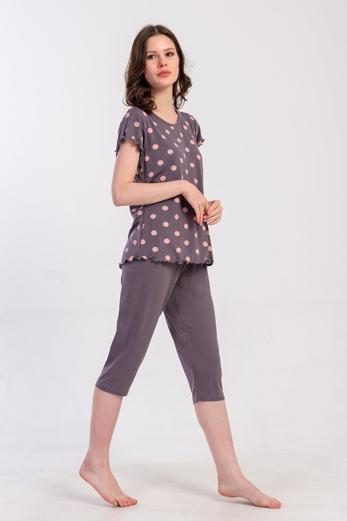 KADIN LYC VISCON KAYIK YAKA FIYONKLU BIBILALI KISA KOL KAPRI TAKIM