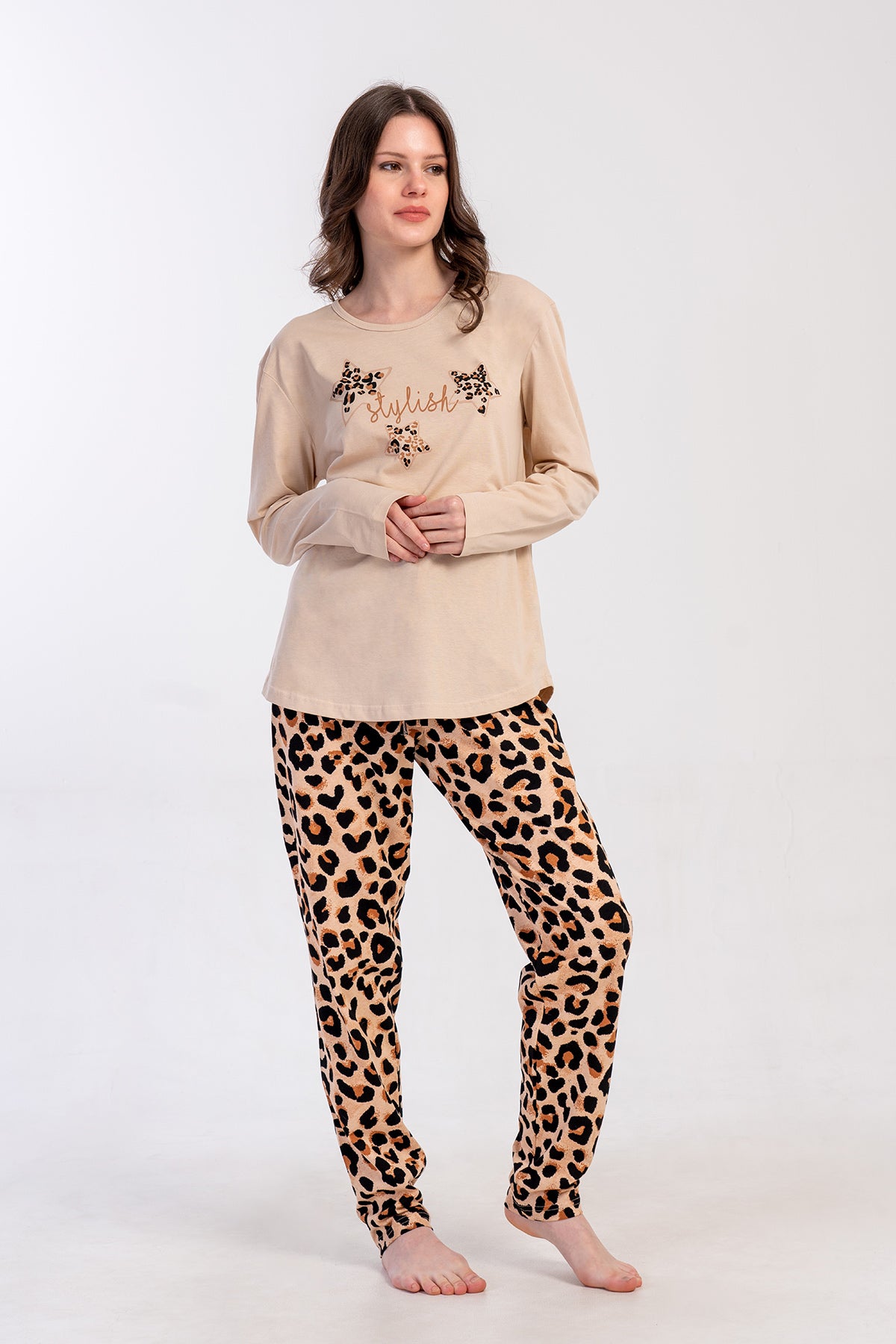 KADIN P.SUPREM XXL O YAKA UZUN KOL ETEGI OVAL PIJAMA TAKIM