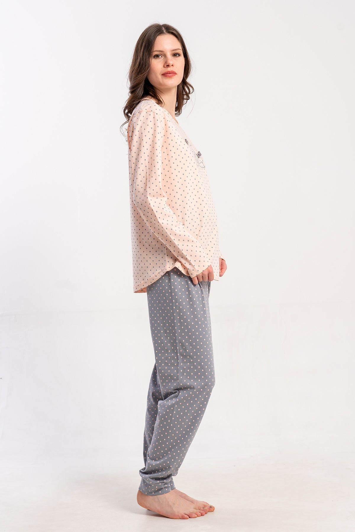 KADIN P.SUPREM O YAKA UZUN KOL ETEGI OVAL PIJAMA TAKIM