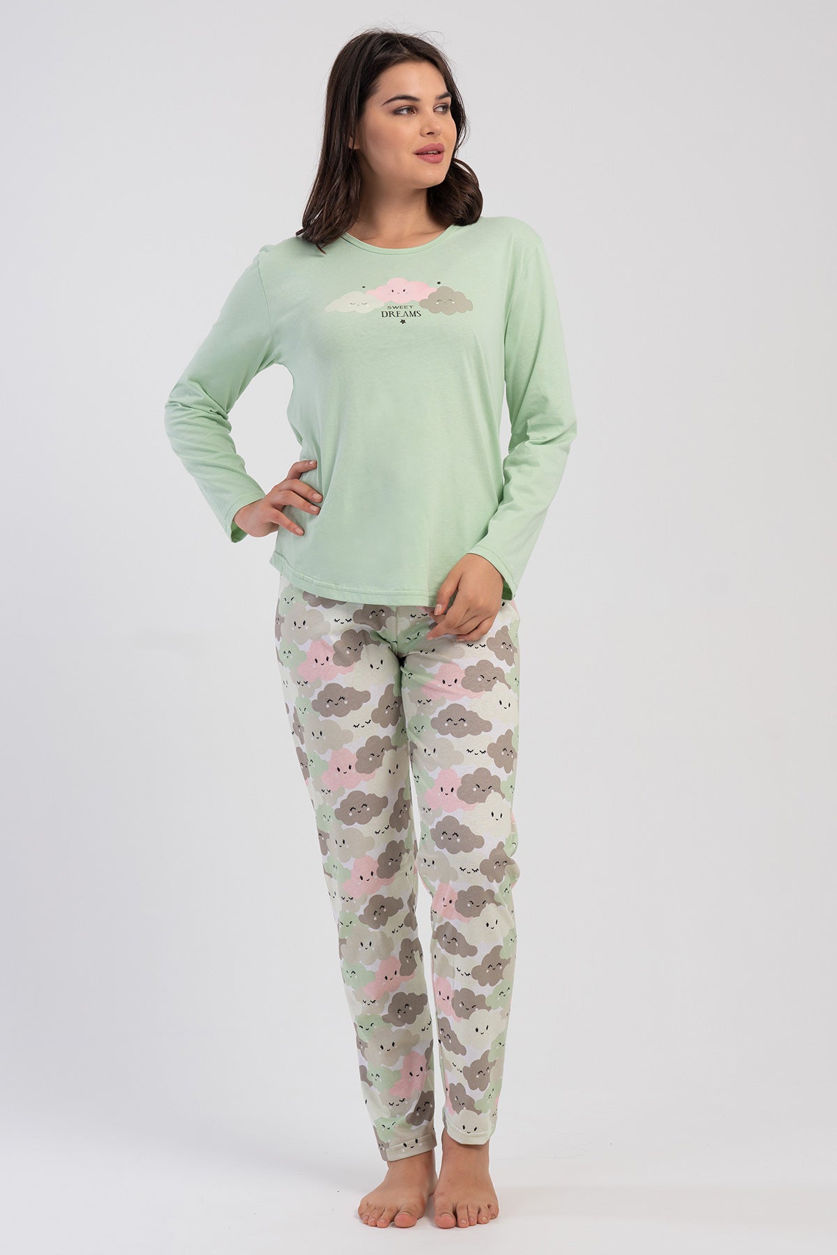 KADIN P.SUPREM XXL O YAKA UZUN KOL ETEGI OVAL PIJAMA TAKIM