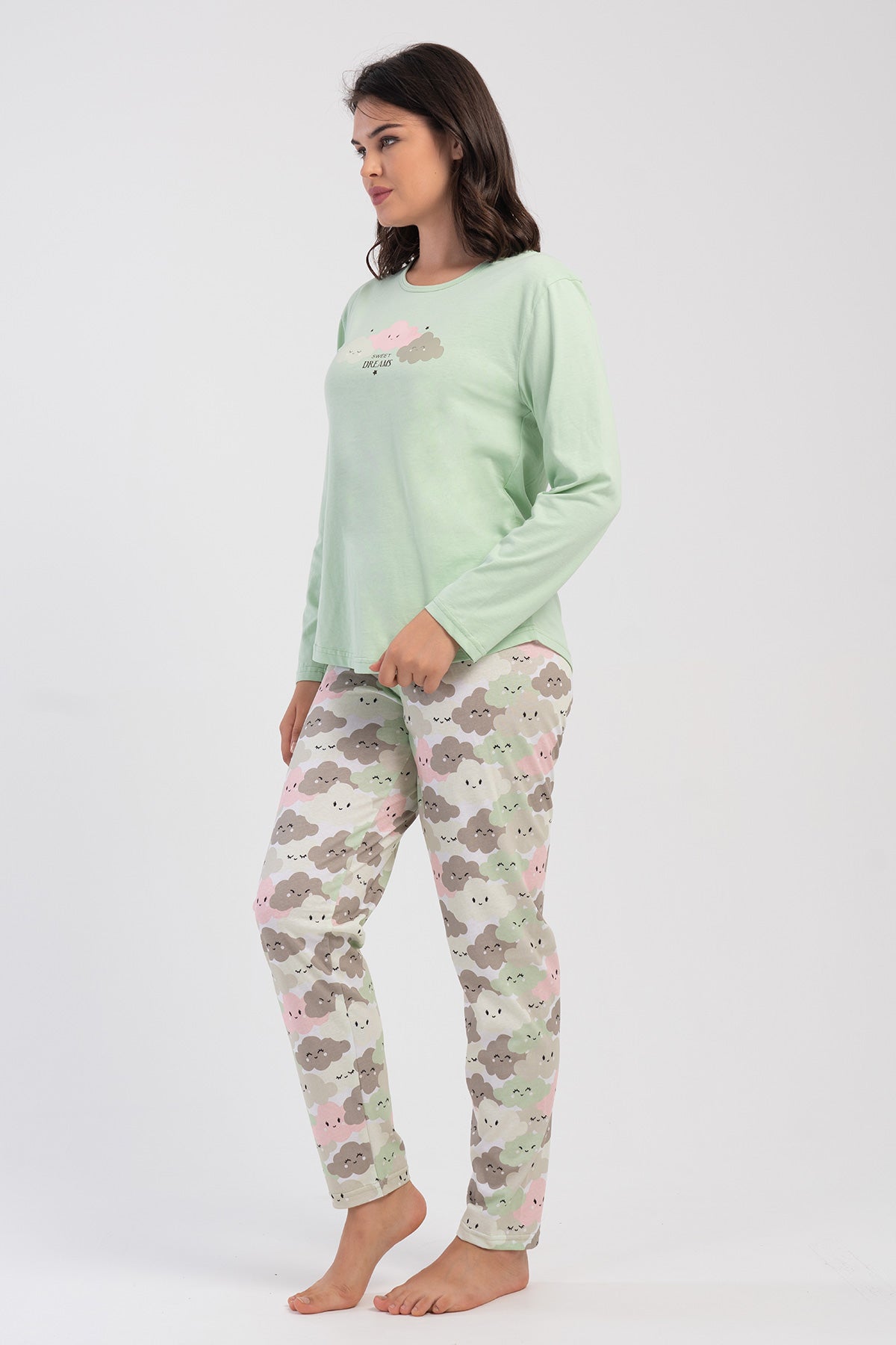 KADIN P.SUPREM XXL O YAKA UZUN KOL ETEGI OVAL PIJAMA TAKIM