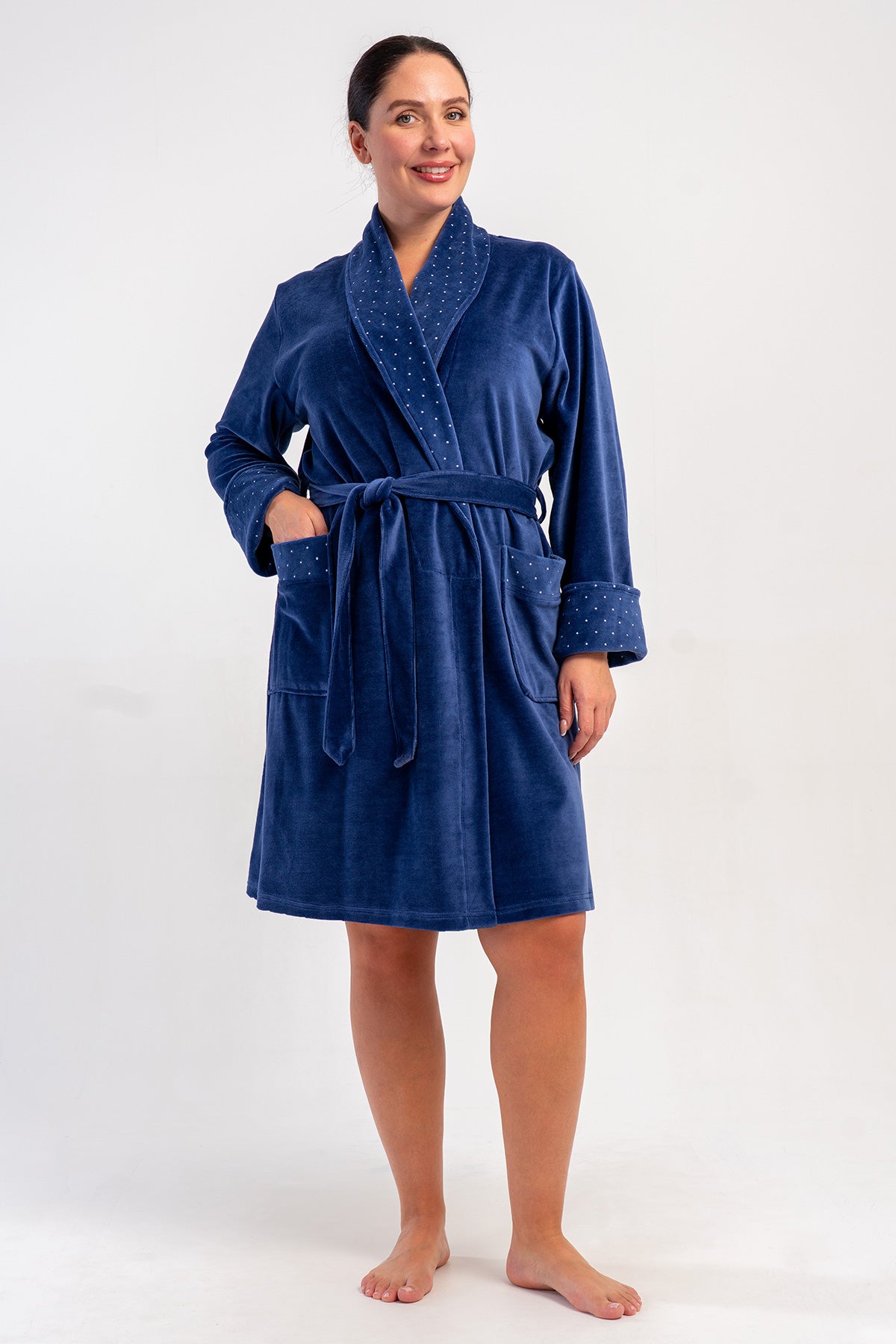 KADIN PAMUK KADIFE XXL UZUN KOL CEPLI SAL YAKA SABAHLIK