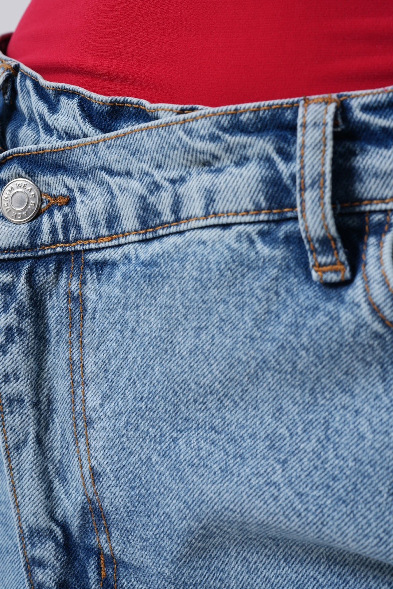 Yırtmaç Detay Denim Midi Açık Mavi Etek