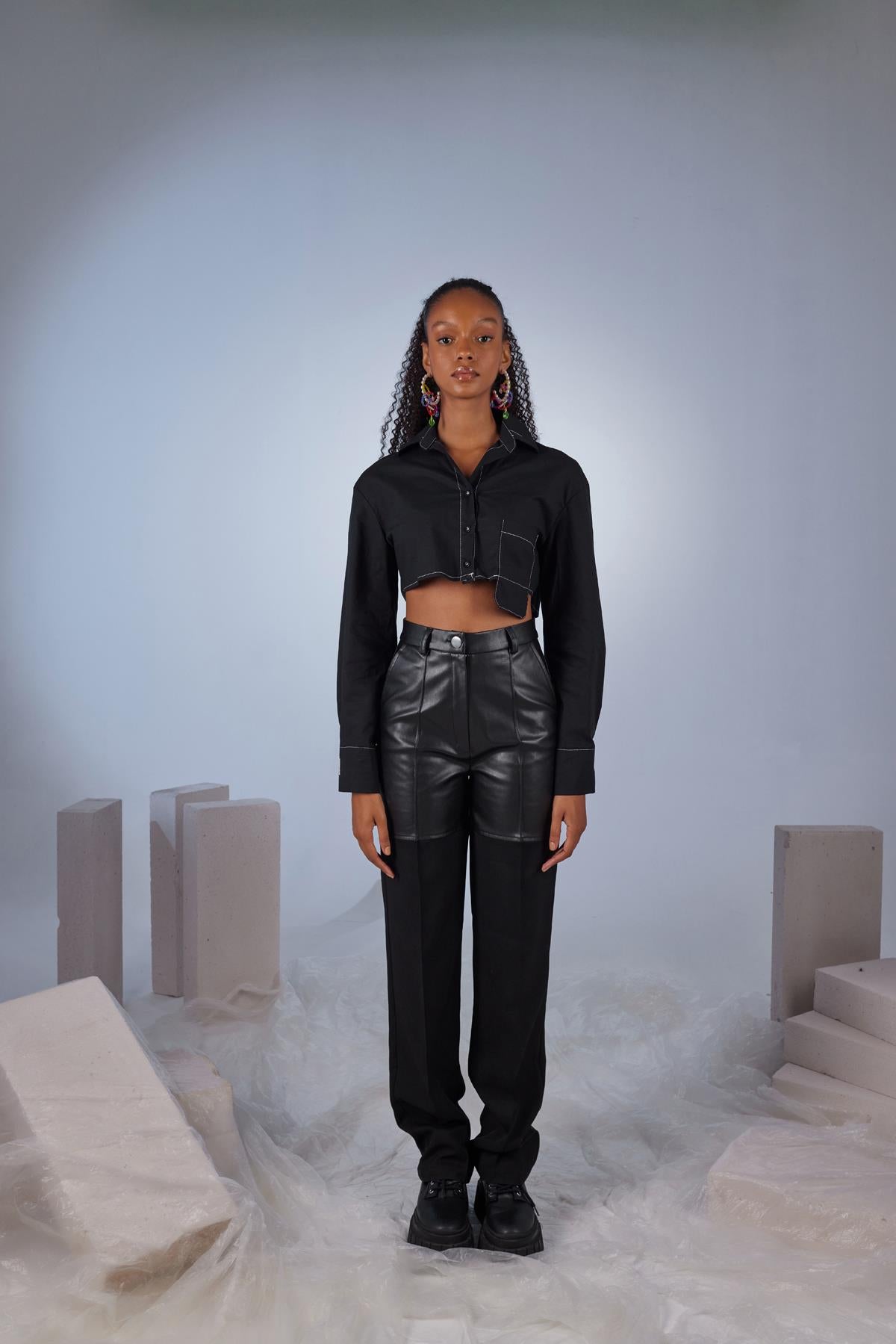 Göğüs Cepli Pocket Gömlek Siyah