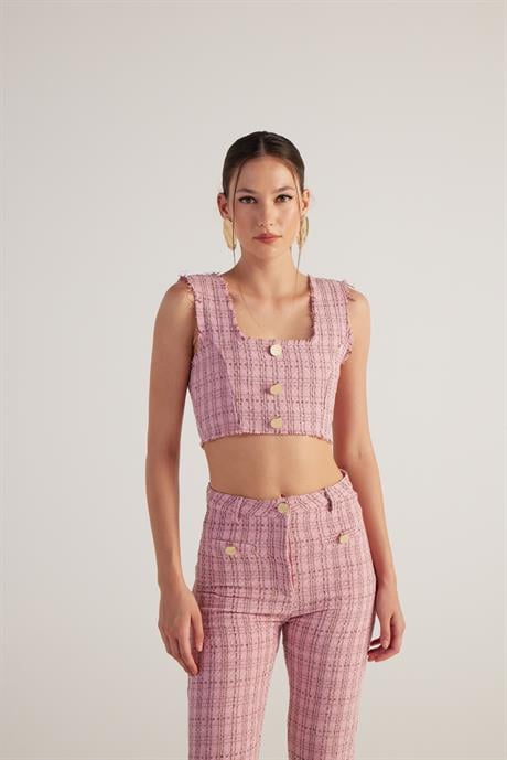 Tweed Büstiyer Pembe Pembe L
