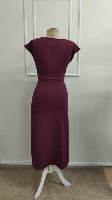 Kadın Kısa Kollu Geometrik Yakalı önden Açık Modal Mini Elbise