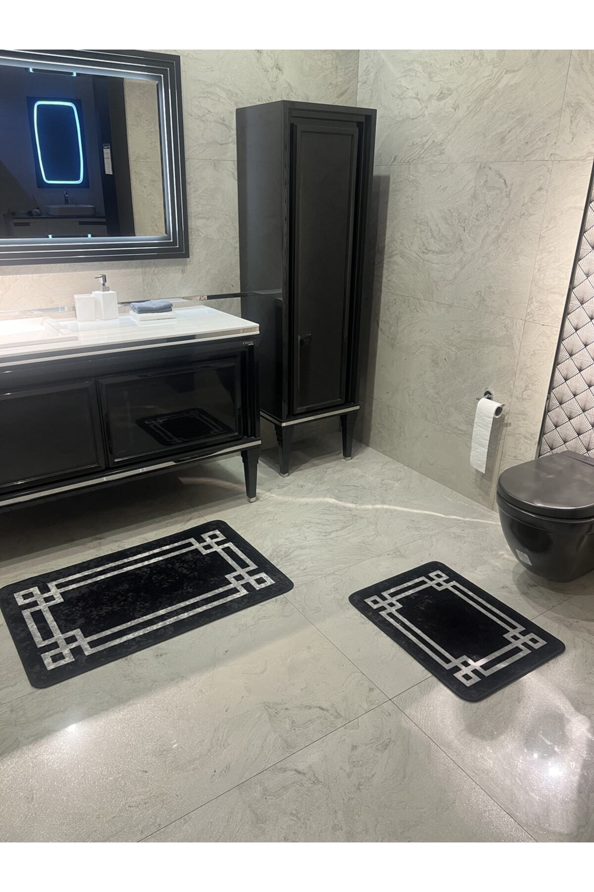 Lateks Taban (60X100 - 60X50) İkili Banyo Paspas Takımı - VİZON KAHVE