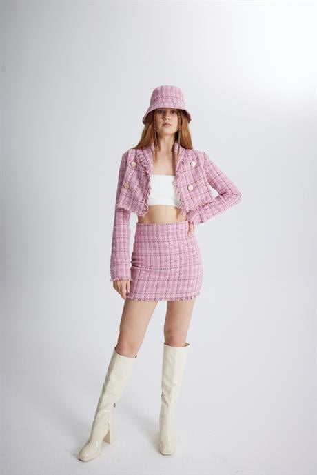 Tweed Etek Pembe