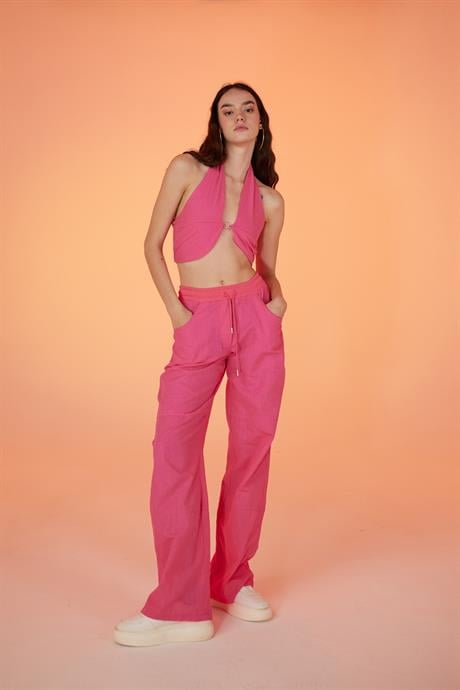 Rise Pantolon Pembe Pembe L