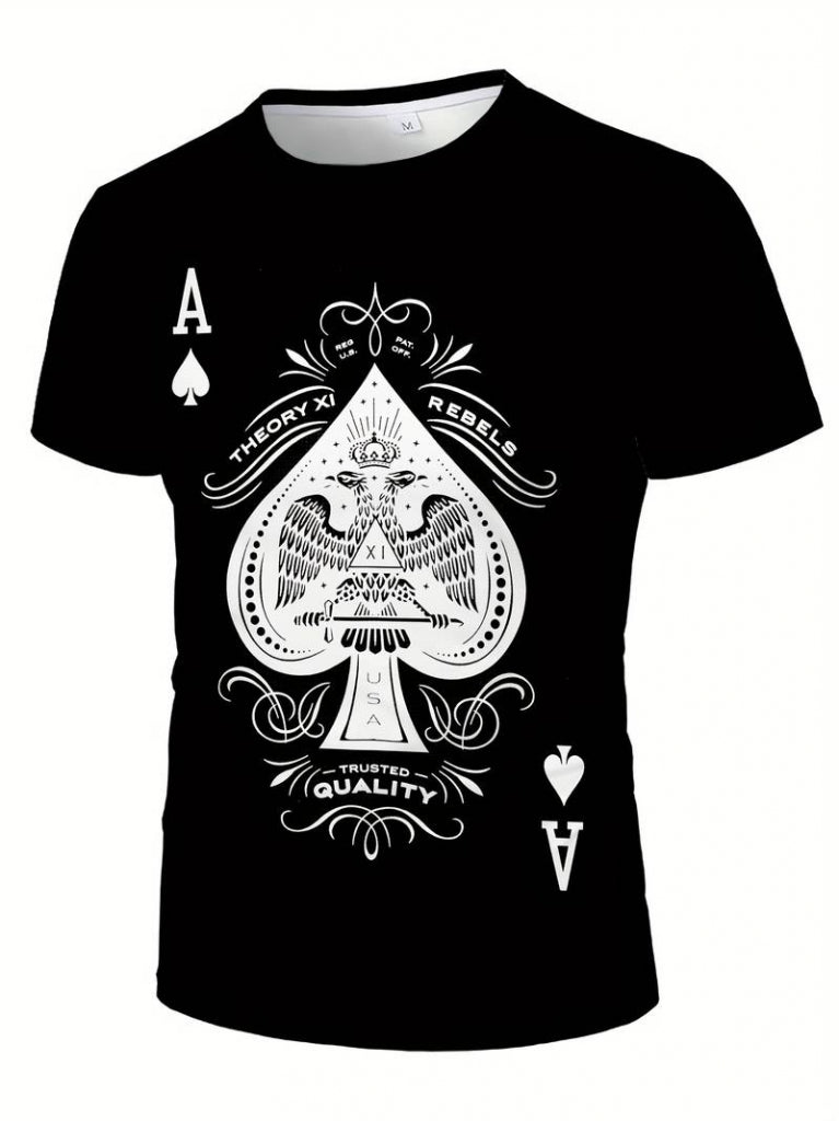 Erkekkısa Kollu Yuvarlak Yaka Desenli Viskon T-shirt