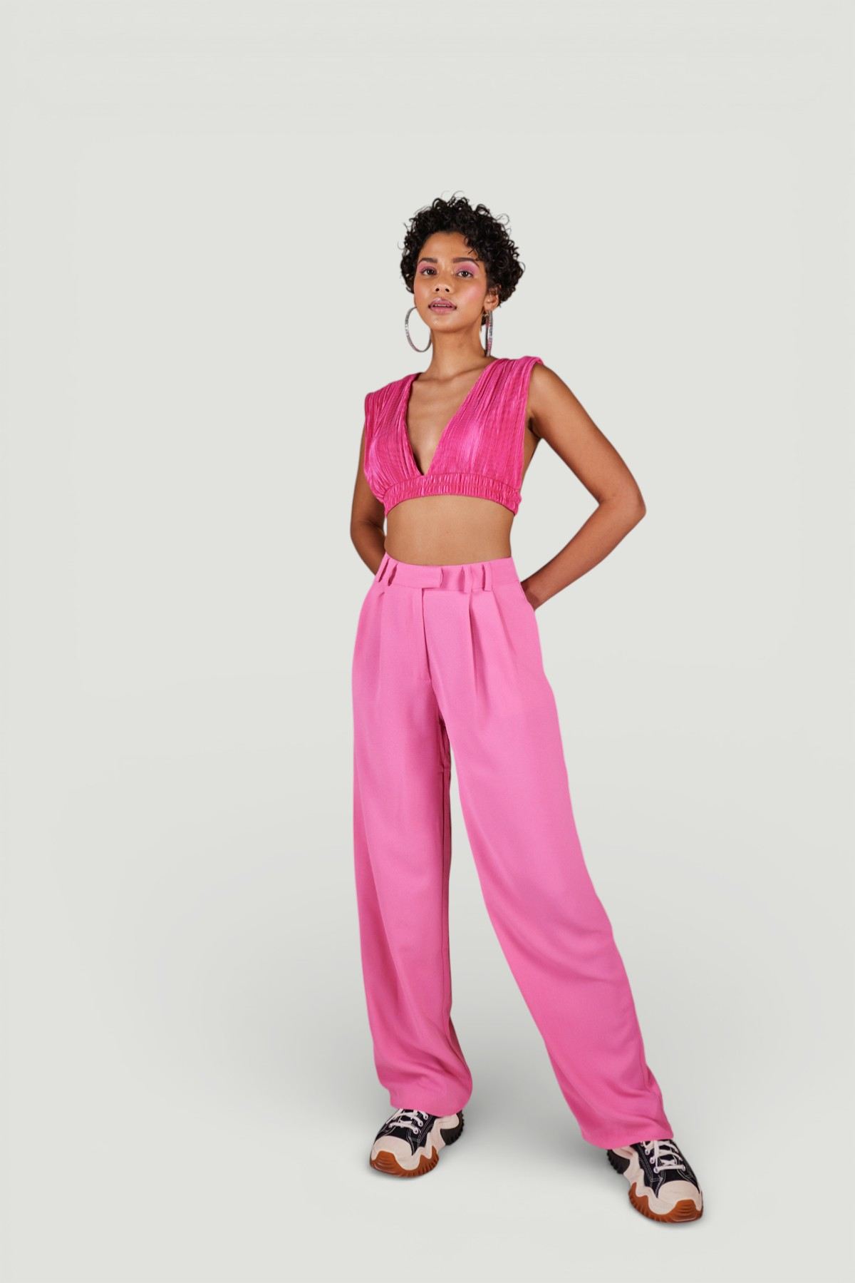 Palazzo Kesim Yüksek Bel Palasia Pantolon Pembe