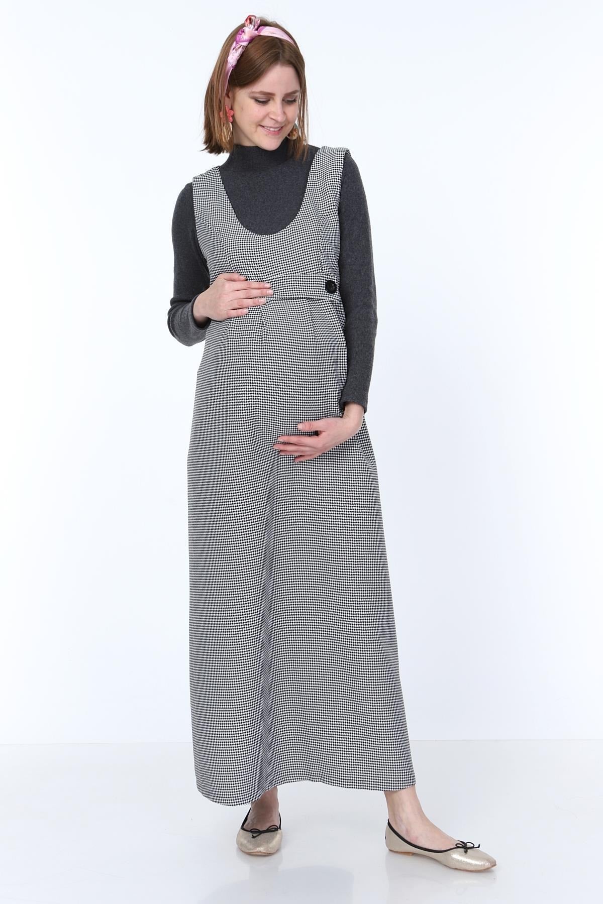 9138-kazayağı Çift Düğme Hamile Maxi Jile