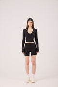 Curved Waist Mini Kacie Shorts Black