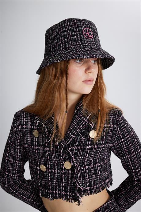 Tweed Bucket Şapka Siyah