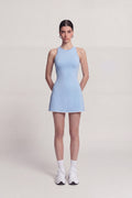 Mini Mariya Dress with Shorts Inside and Back String Detail Blue