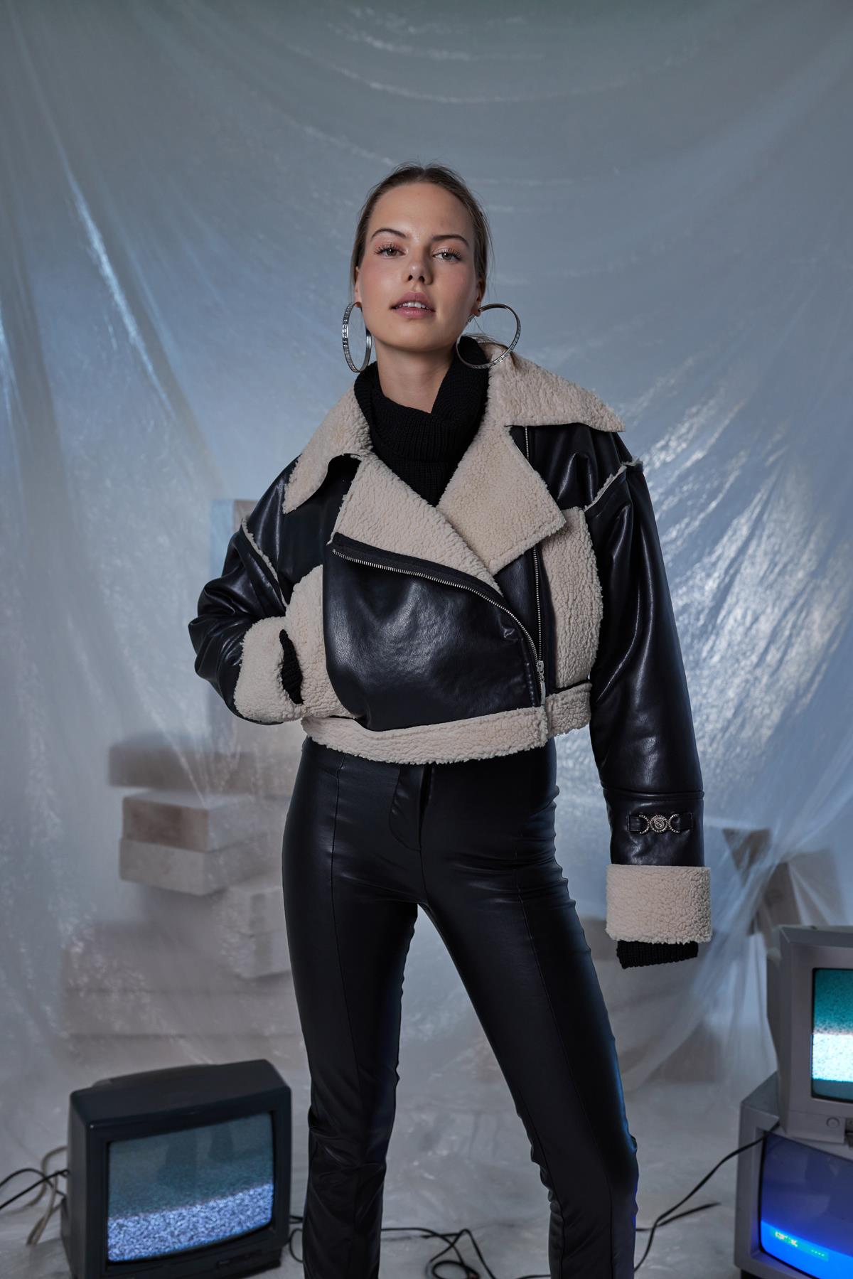 İçi Kürklü Biker Model Aspen Deri Mont