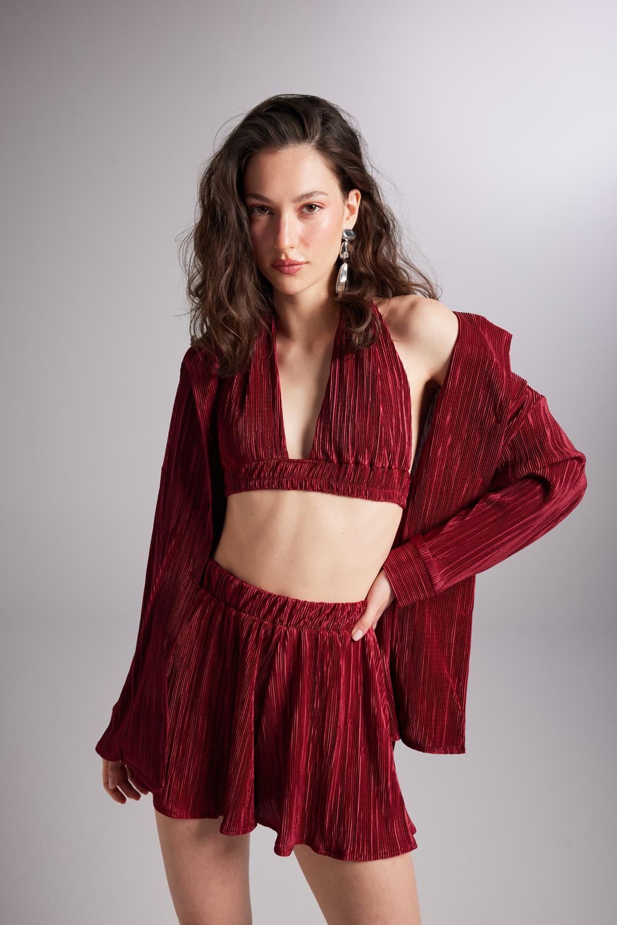 Comfy Oversize Gömlek Bordo