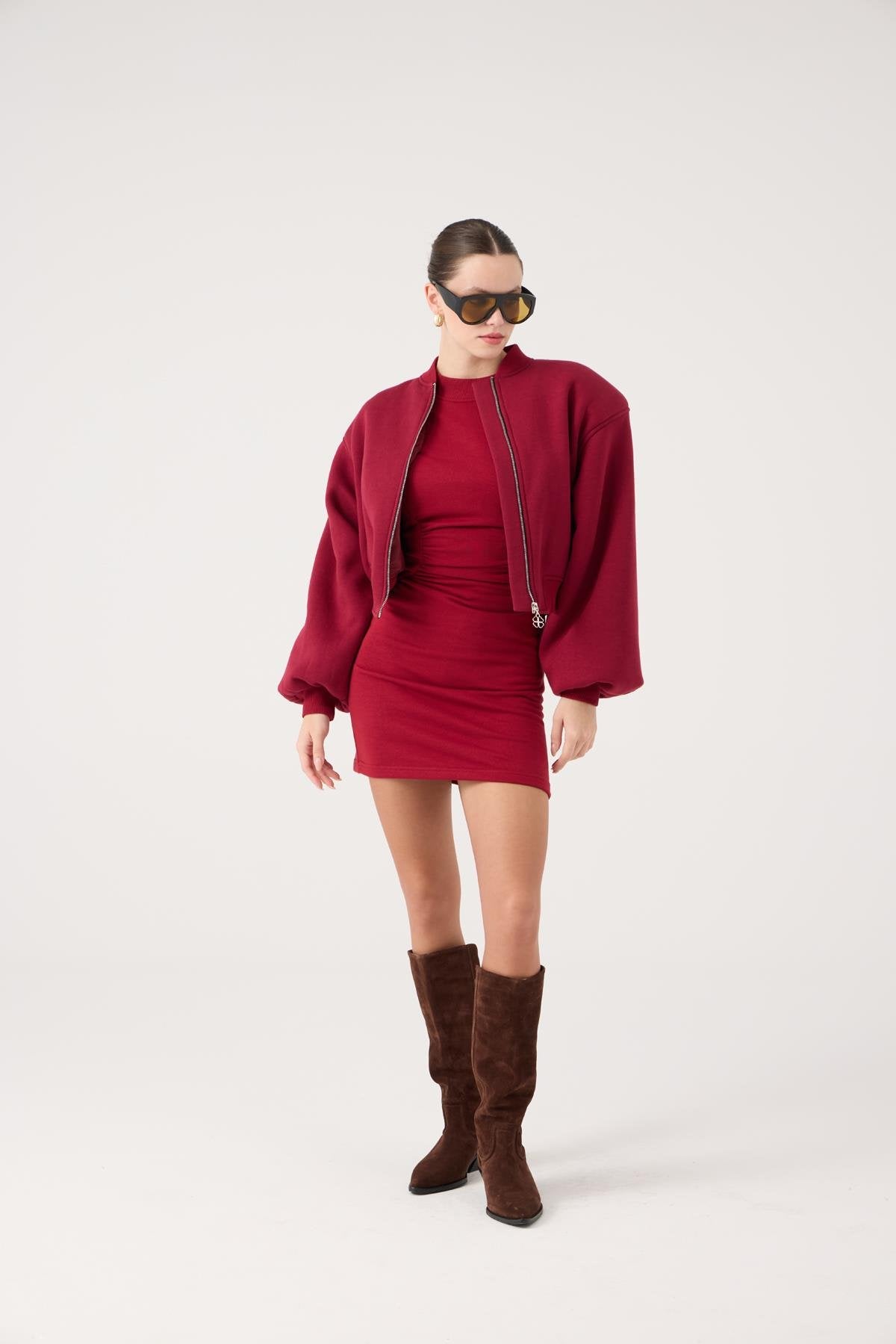 Parker Bomber Ceket Bordo Bordo L