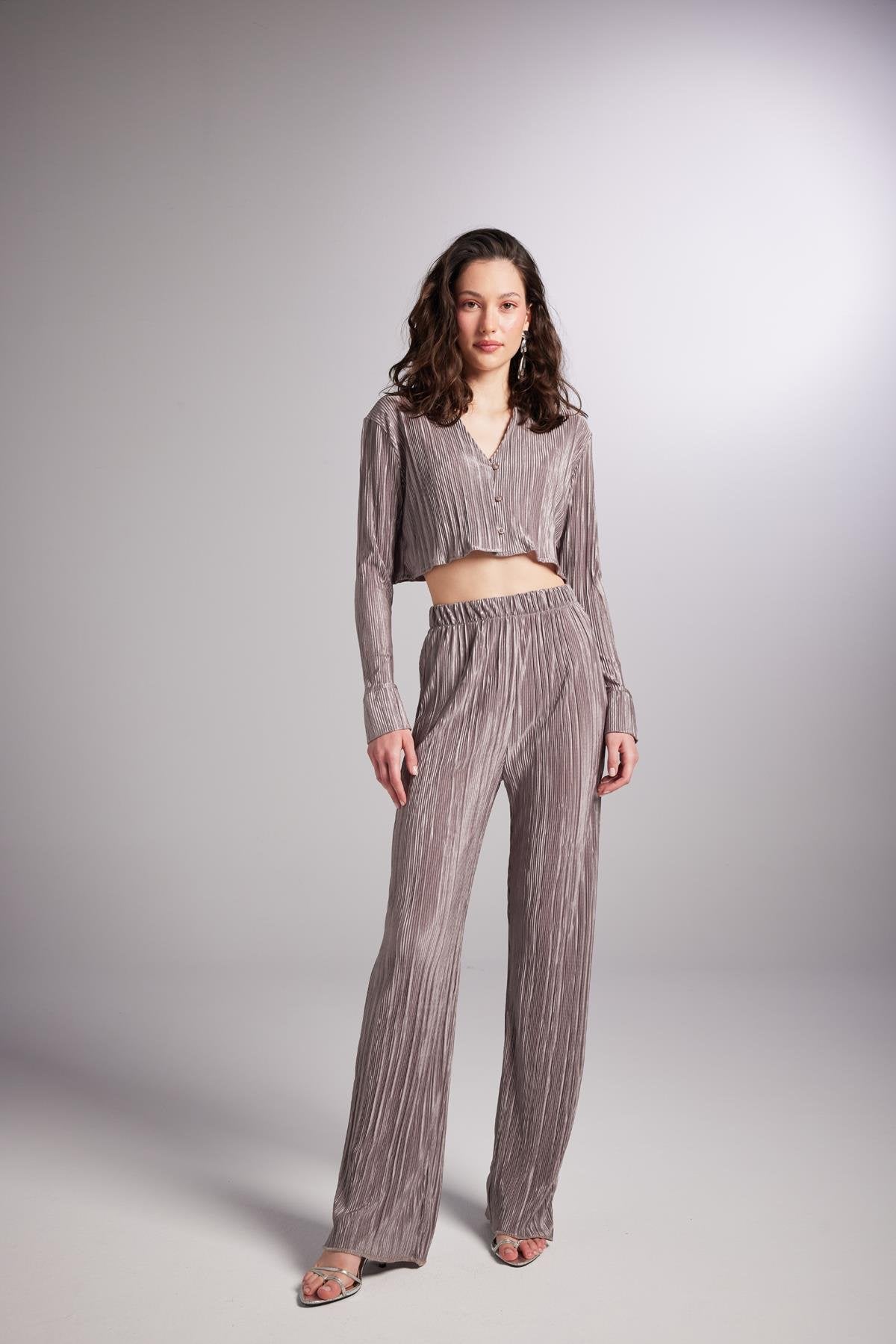 Comfy Crop Gömlek Vizon