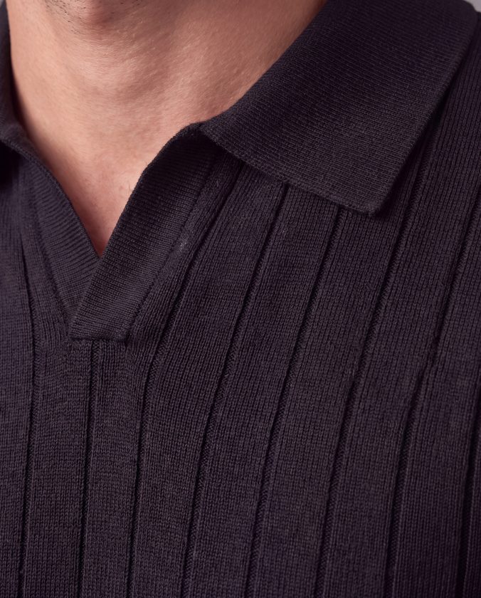 Erkek Gömlek Yaka çizgi Desenli Triko