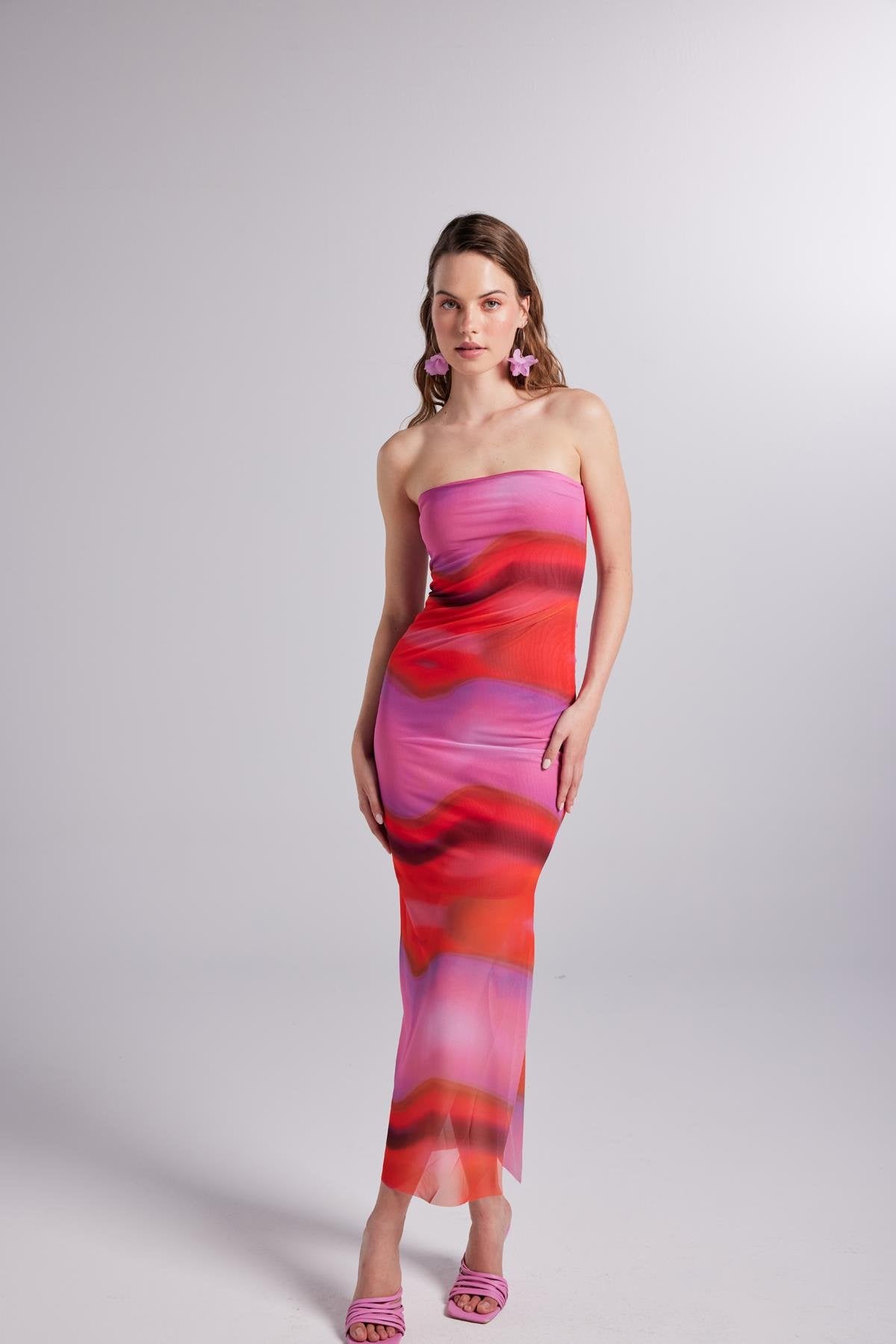 Hued Elbise Pembe Pembe L