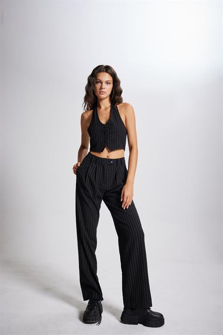 Striped Pantolon Siyah Siyah L