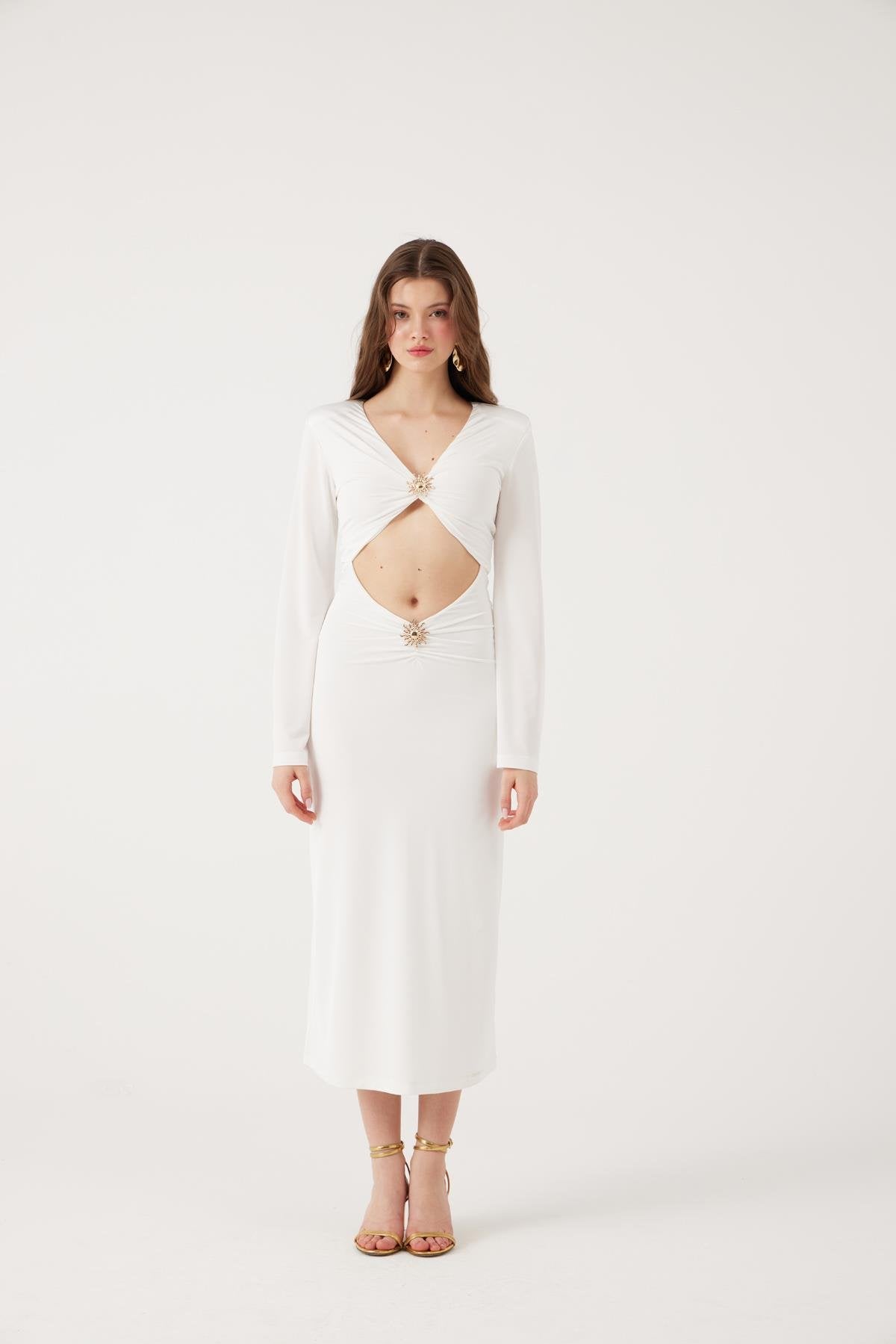 Sunlit Elbise Beyaz Beyaz XS