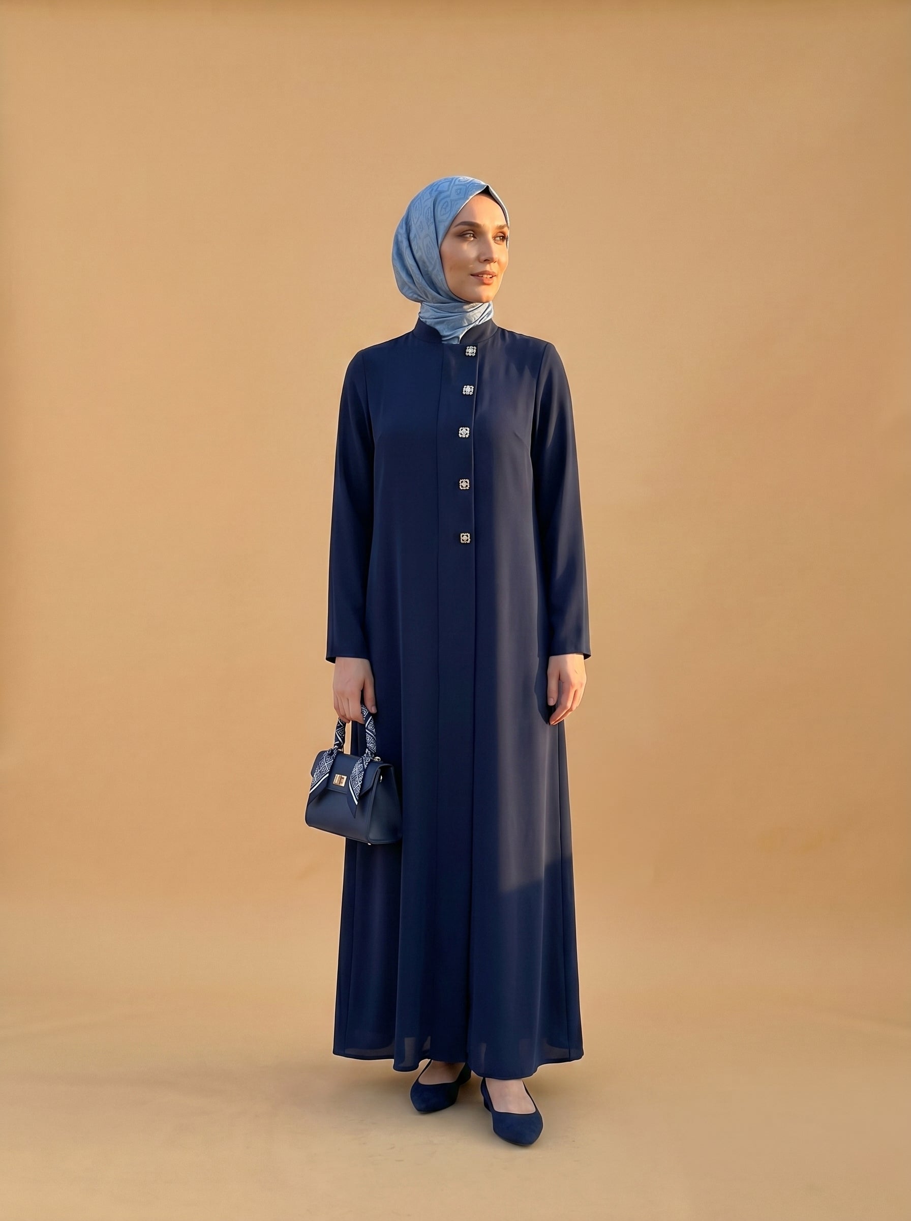 9558 Kare Aksesuarlı Ferace