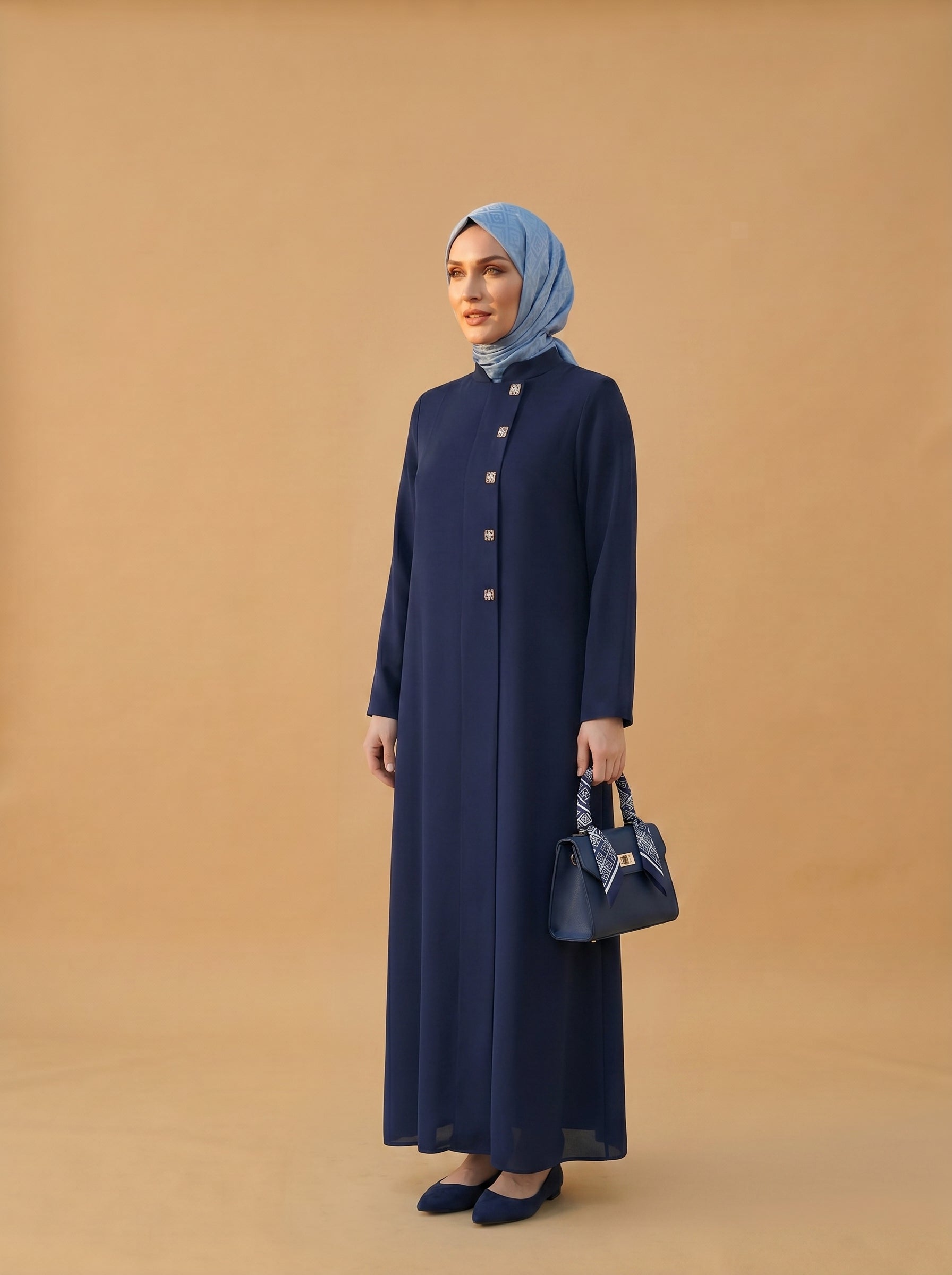 9558 Kare Aksesuarlı Ferace