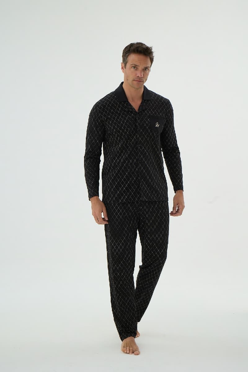 9642 ERKEK NAKIŞLI DÜĞMELİ PİJAMA TAKIM