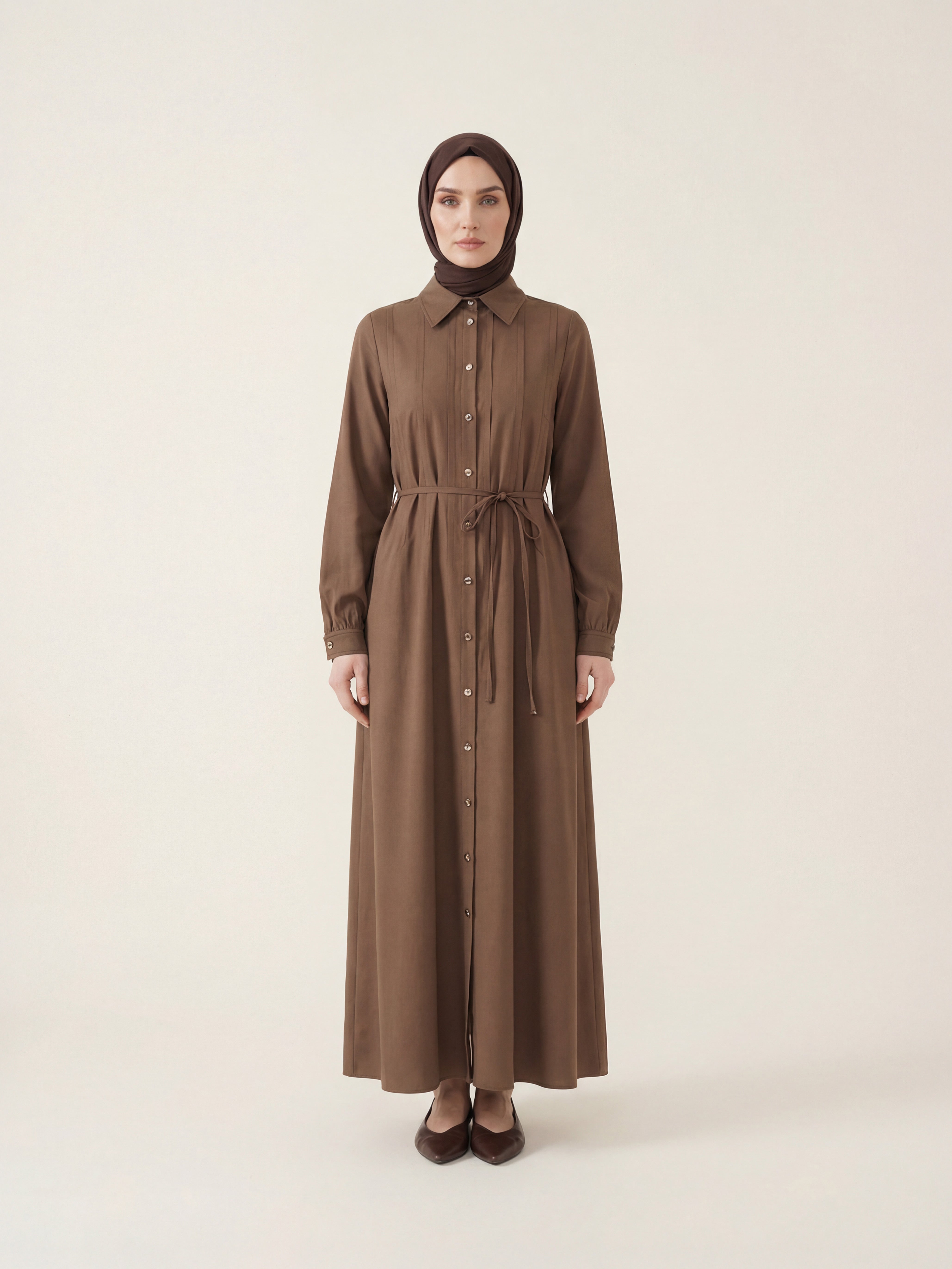 9669 Pile Detaylı Elbise