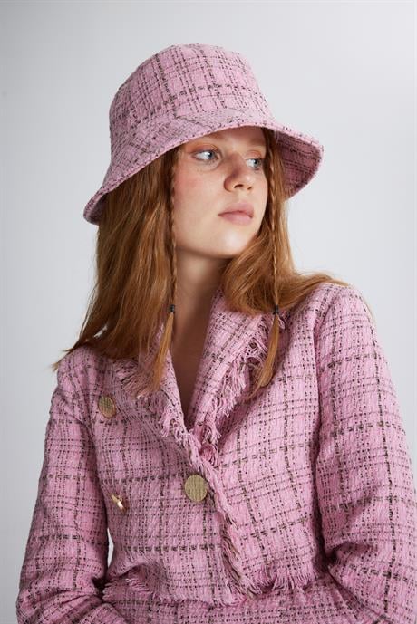 Tweed Bucket Şapka Pembe Pembe STD