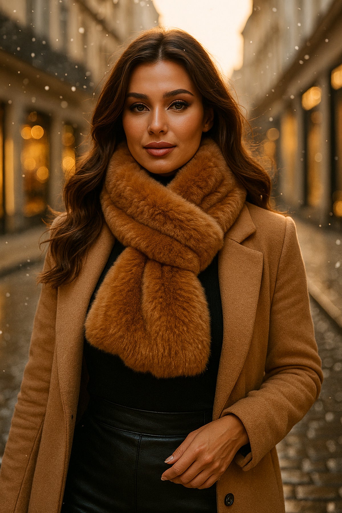 İthal Kahverengi Peluş Atkı - Yumuşak Ve Sıcak Tutacak, Şık Premium Kış Boyunluğu Byn01