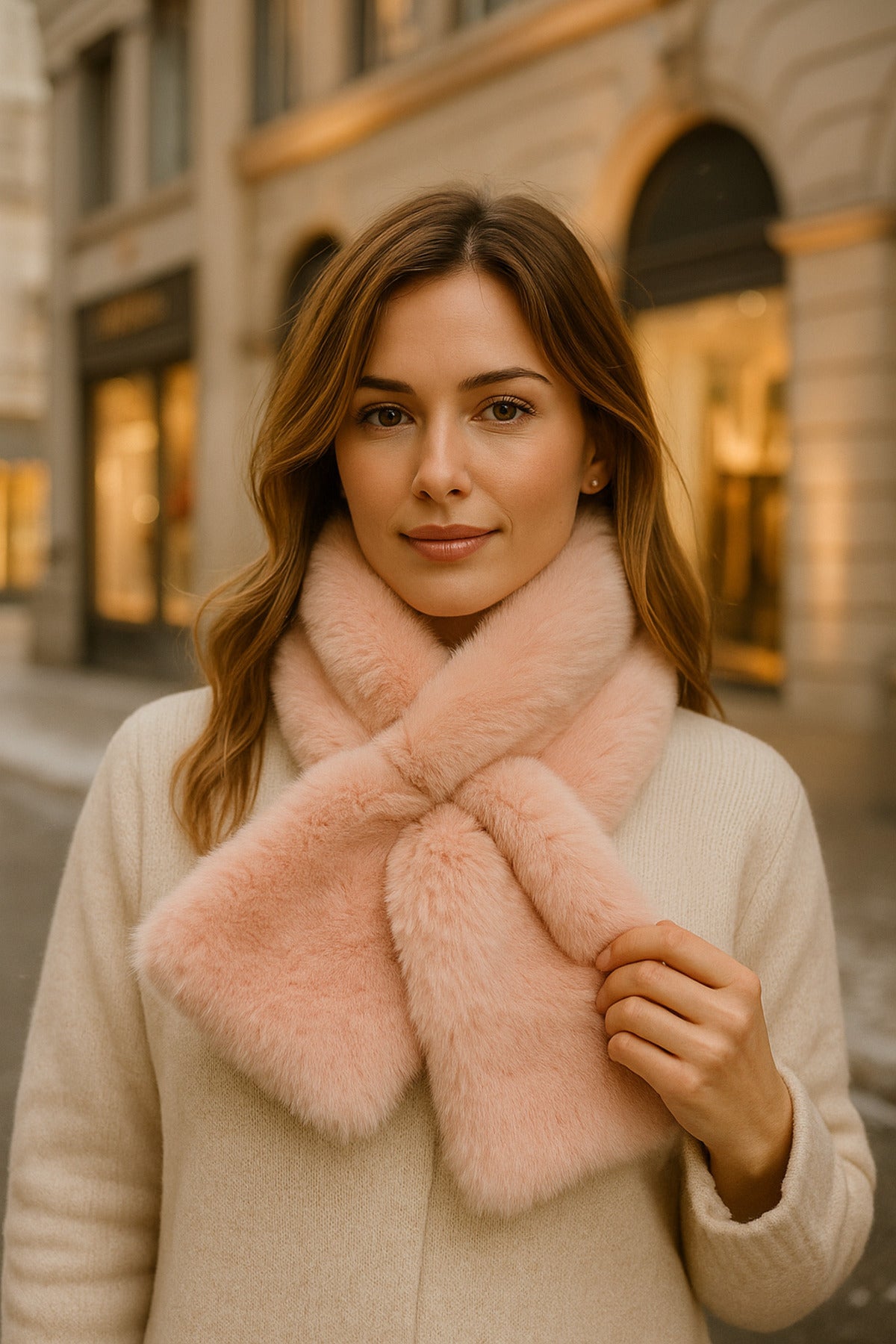 İthal Sıcak Tutucu Yumuşak Pembe Peluş Atkı - Şık Ve Konforlu Premium Boyunluk Aksesuarı Byn01-1