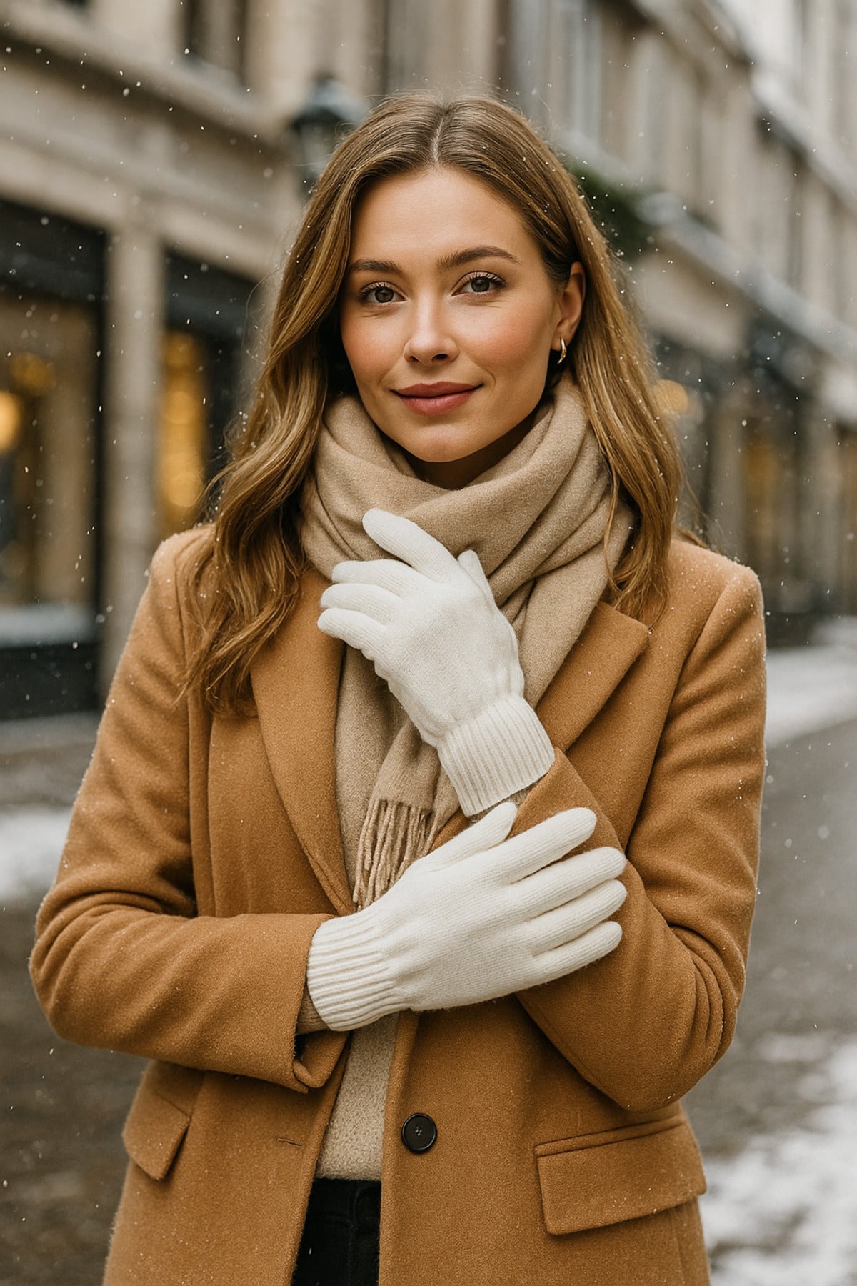 Unisex Ekru Örme Eldiven Eld01