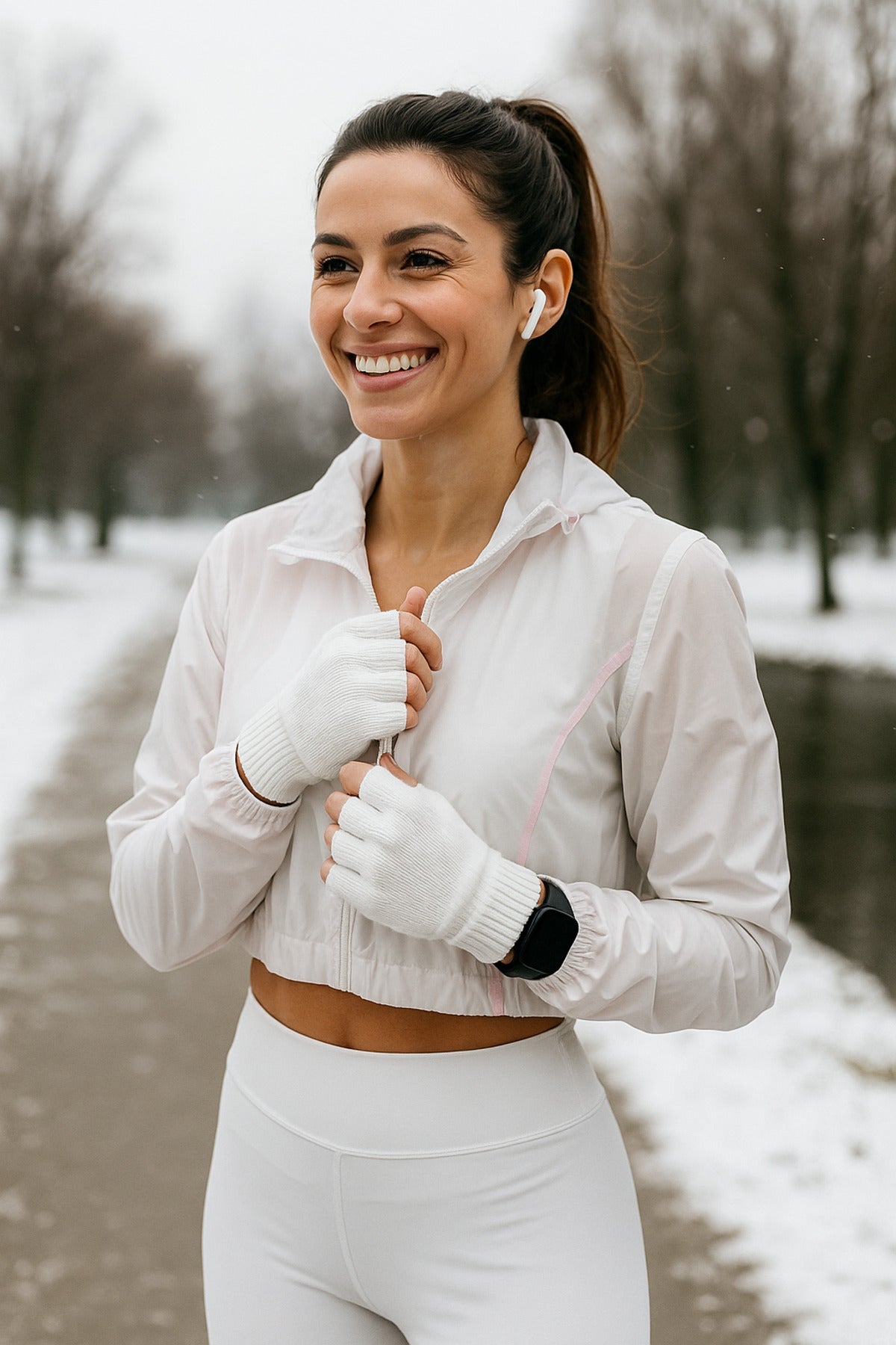 Unisex Kesik Yarım Parmaklı Ekru Eldiven Eld02