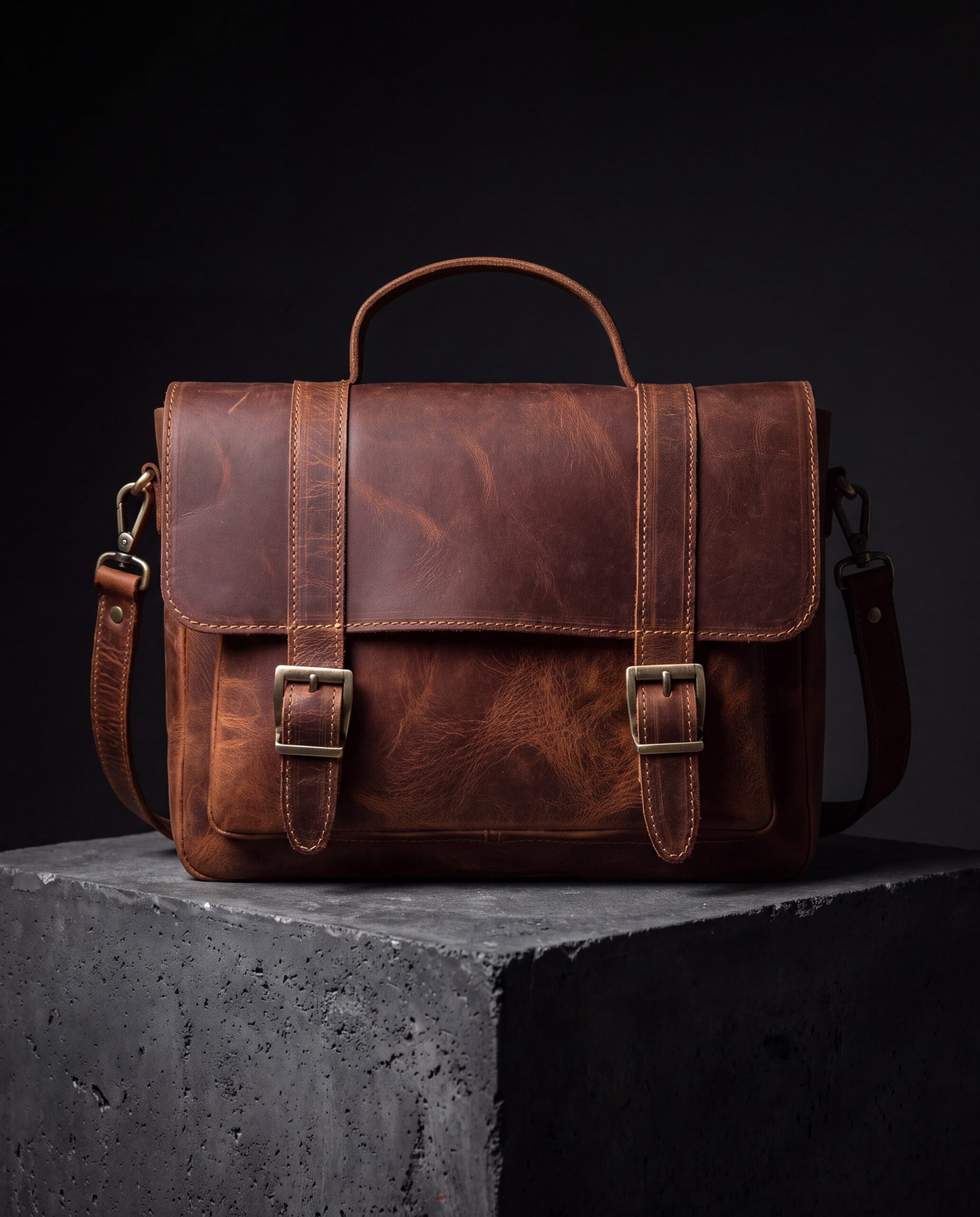 Vintage Çanta Hakiki Deri Postacı Askılı – Fındık Renk | 2160
