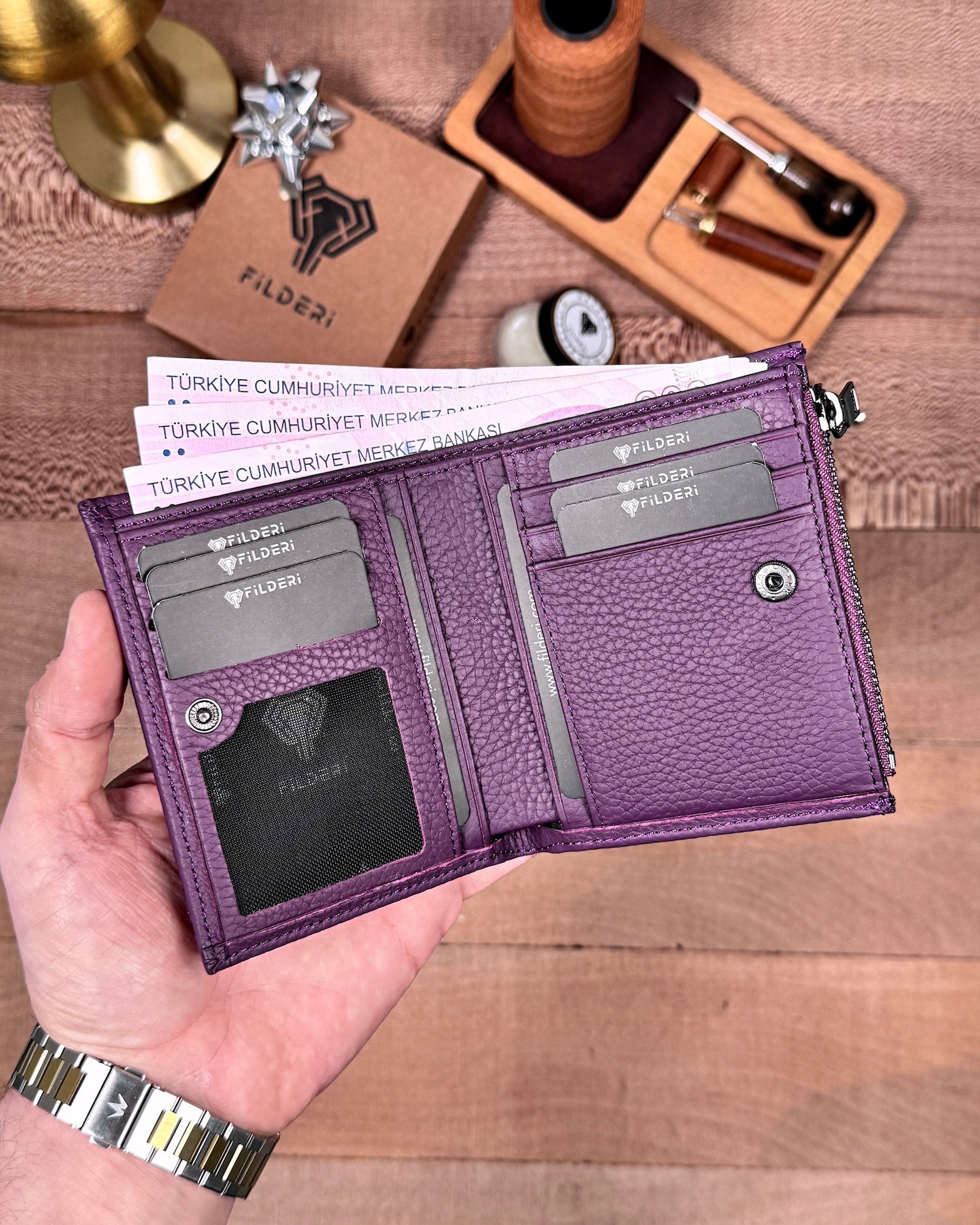 Fonksiyonel Küçük Kadın Cüzdanı – Hakiki Deri Mor | 2150