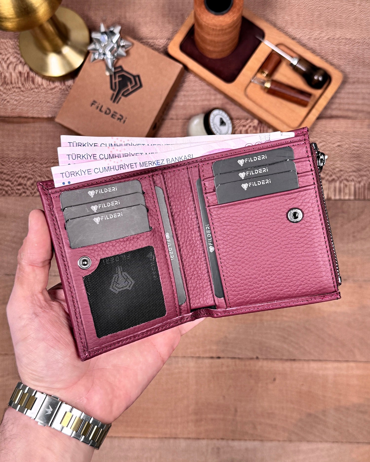Fonksiyonel Küçük Kadın Cüzdanı – Hakiki Deri Bordo | 2150