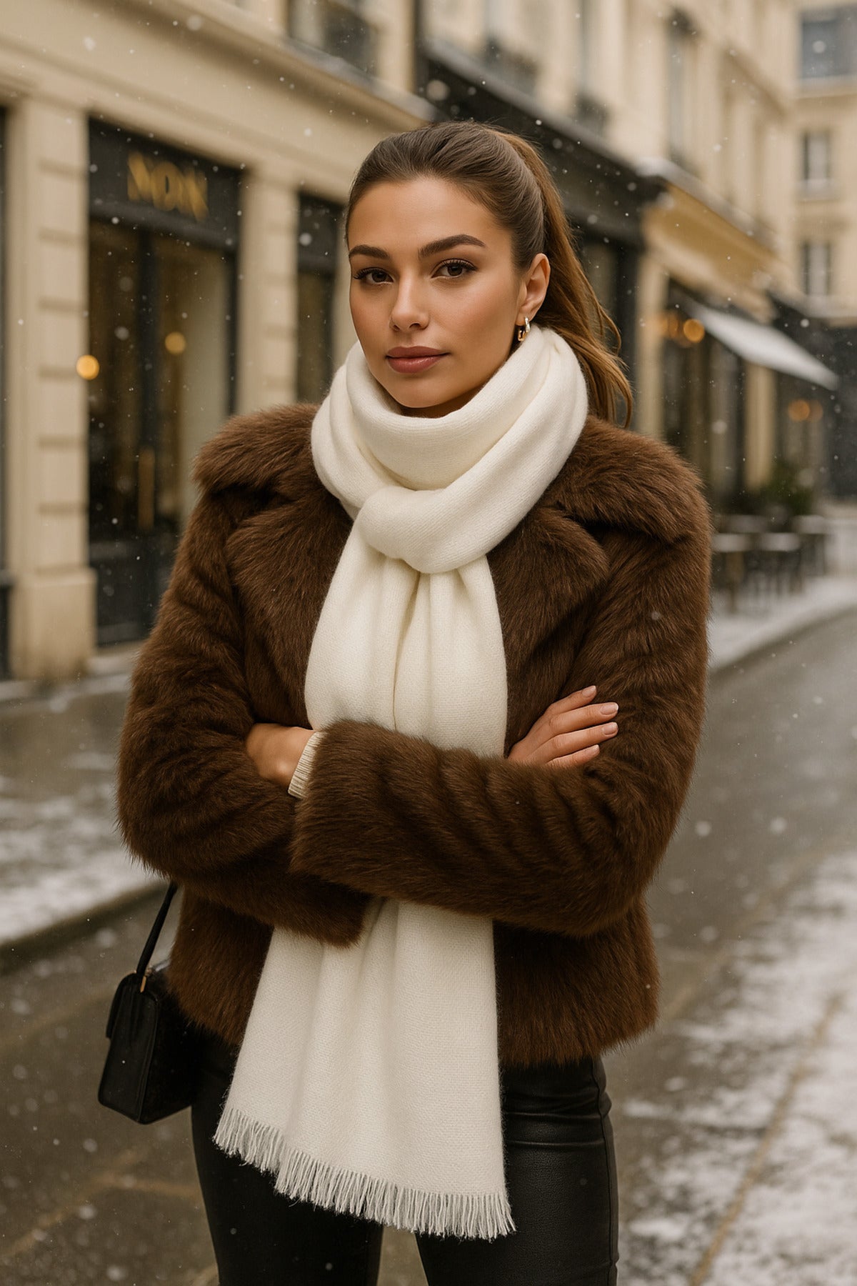 Ekru Yumuşak Dokulu Kalın Şal 70x180 Cm Sal1206