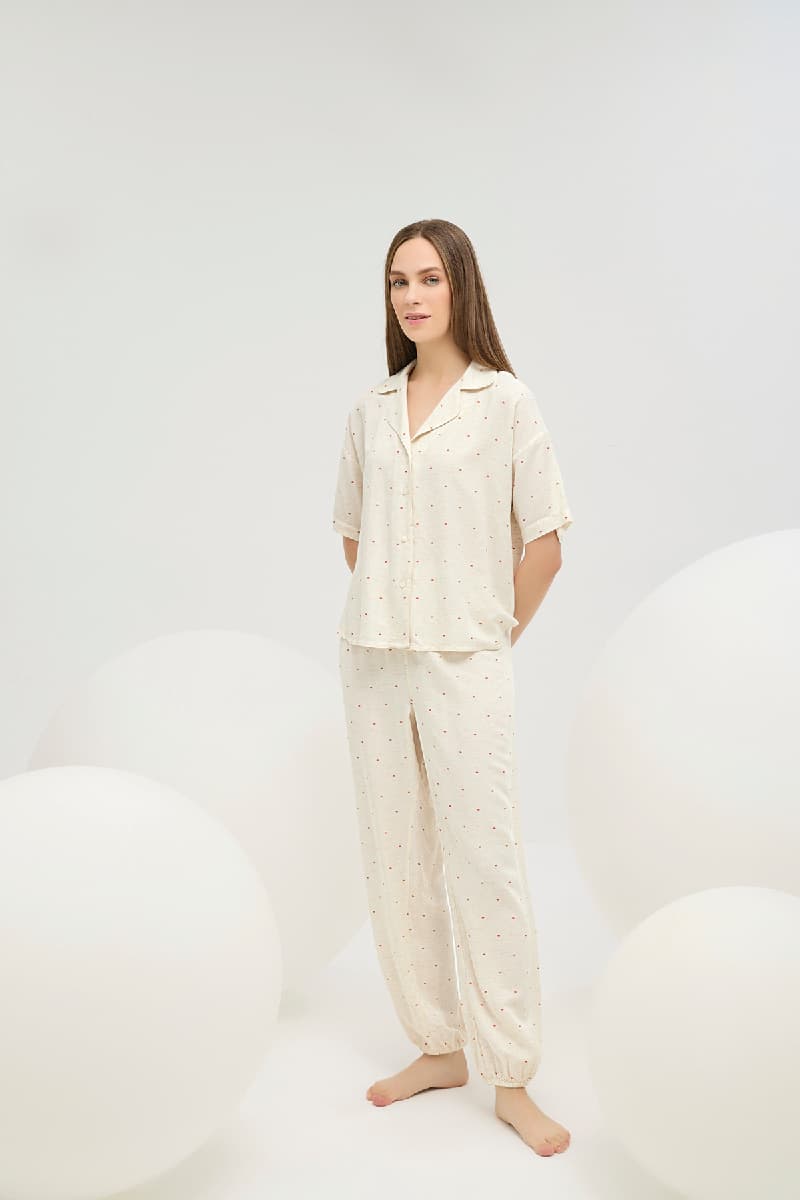 16723 Kadın Düğmeli Pijama Takım