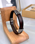 Double Accessory Brown Leather Bracelet