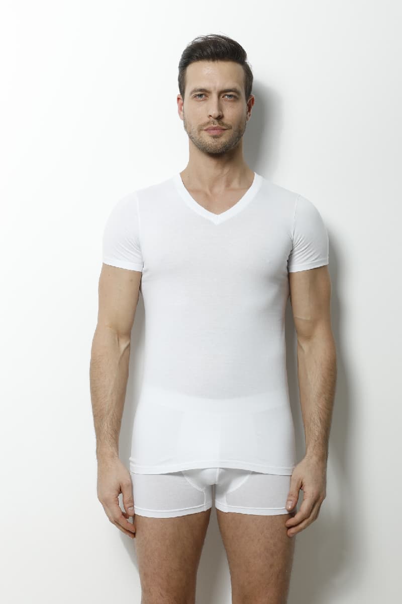 9017 Erkek V Yaka T-shirt