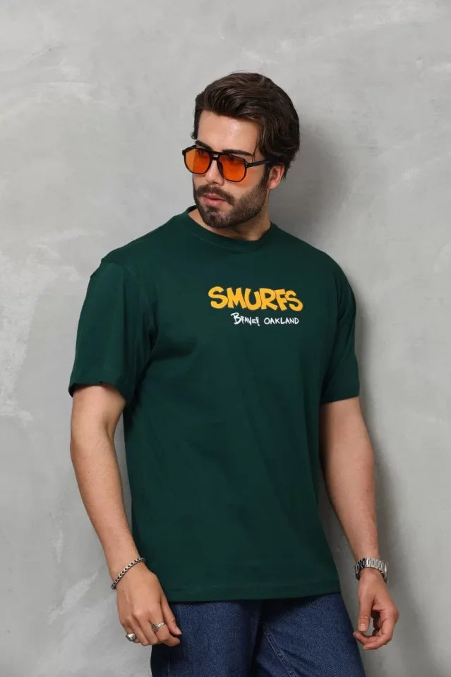 Unisex Basic Crew Neck Oversize T-Shirt - Green