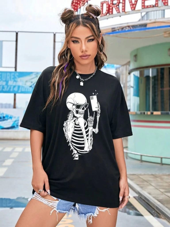 Baskılı T-shirt - Siyah