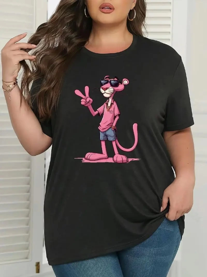 Baskılı Oversize Bisiklet Yaka T-shirt - Beyaz