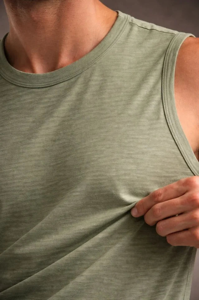 Erkek Flamlı Kumaş Sıfır Kolsuz Atlet Basic Spor Üst, Günlük Ve Fitness Kullanımına Uygun - Mint Yeşili